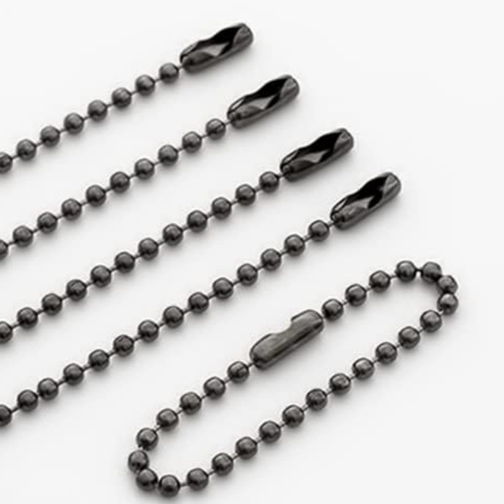 Replacement GunMetal Black Beaded Hang Tag Chain 3.9 Inches - 10 for $10!